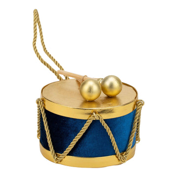 Gold & Blue Drum - 9cm - My Christmas
