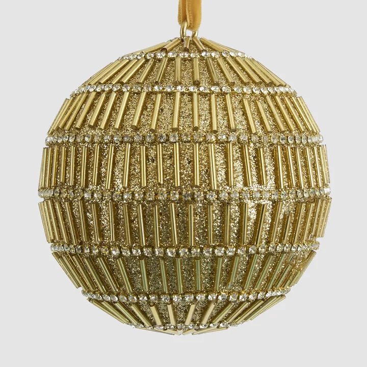 Gold Bugle Bead Bauble - My Christmas