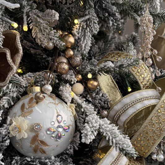 Gold, Champagne and White Ball Spray - My Christmas