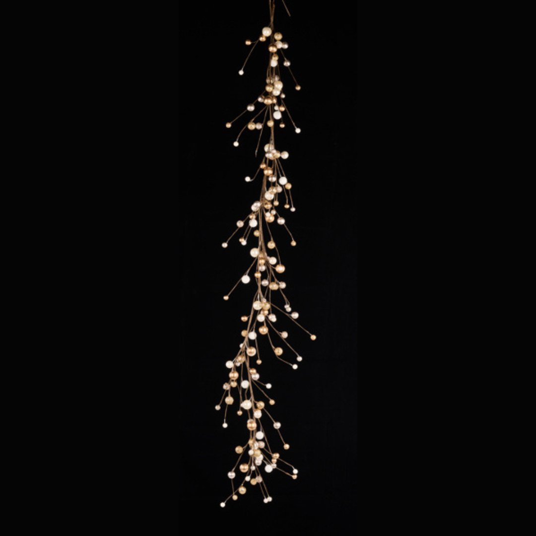 Gold, Champagne and White Metallic Ball Garland - My Christmas