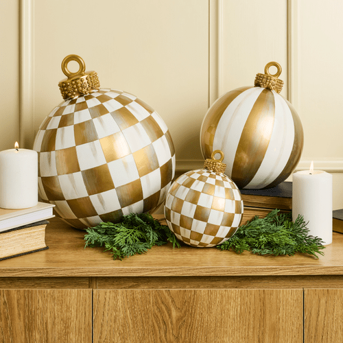 Gold Check Large Tabletop Ornament - My Christmas