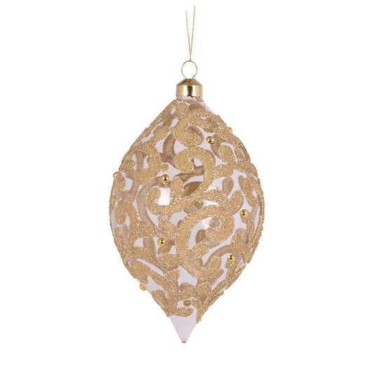 Gold Elaborate Swirl Drop Bauble - My Christmas