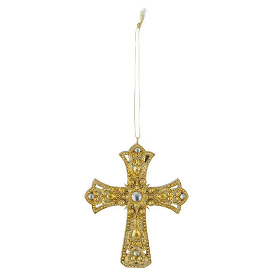 Gold Embellished Cross Ornament - My Christmas