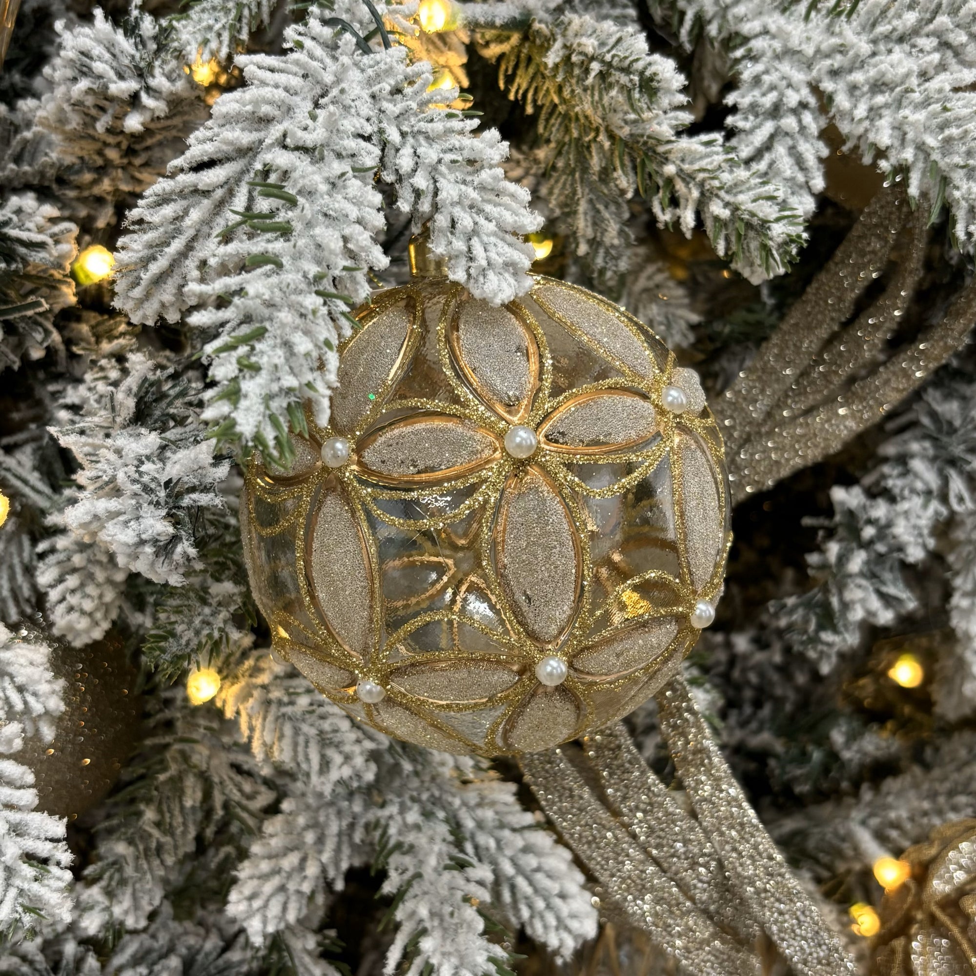 Gold Embossed Fleur Bauble - My Christmas