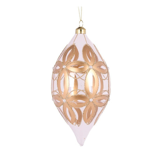 Gold Embossed Fleur Drop Bauble - My Christmas