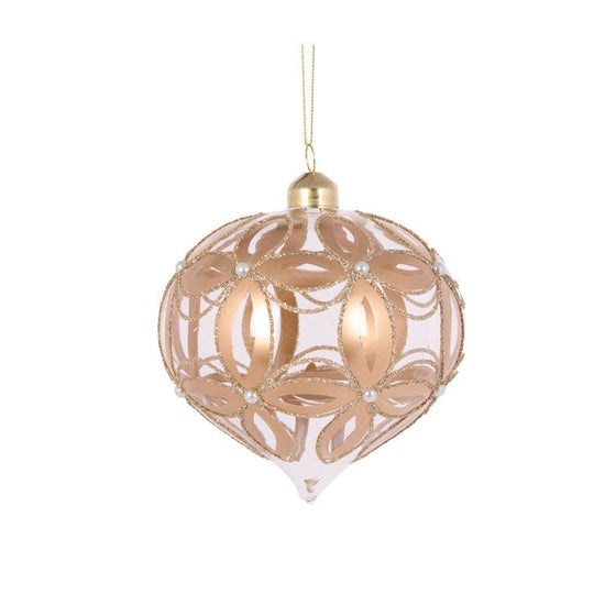 Gold Embossed Fleur Onion Bauble - My Christmas