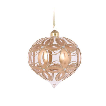 Gold Embossed Fleur Onion Bauble - My Christmas