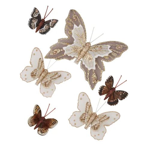 Gold Embroidered Feather Butterfly Clip - Pack of 6 - My Christmas
