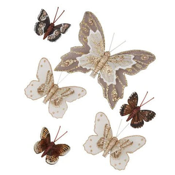 Gold Embroidered Feather Butterfly Clip - Pack of 6 - My Christmas