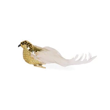 Gold Feathered Disco Bird - My Christmas