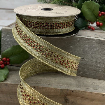 Gold Filigree with Ruby Jewels Ribbon - My Christmas