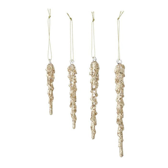 Gold Glam Icicle Glass Drops - Pack of 4 - My Christmas