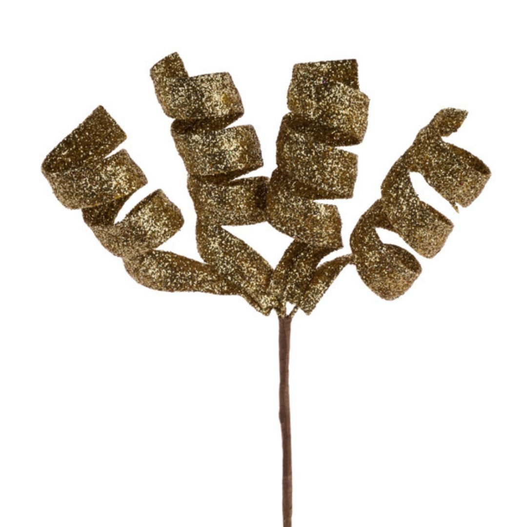 Gold Glitter Curl Pick - My Christmas
