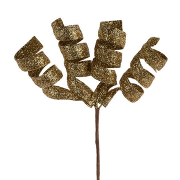Gold Glitter Curl Pick - My Christmas