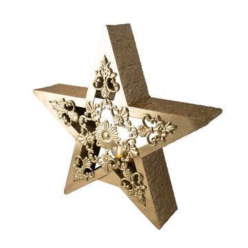 Gold LED Star With Filigree - Small - My Christmas
