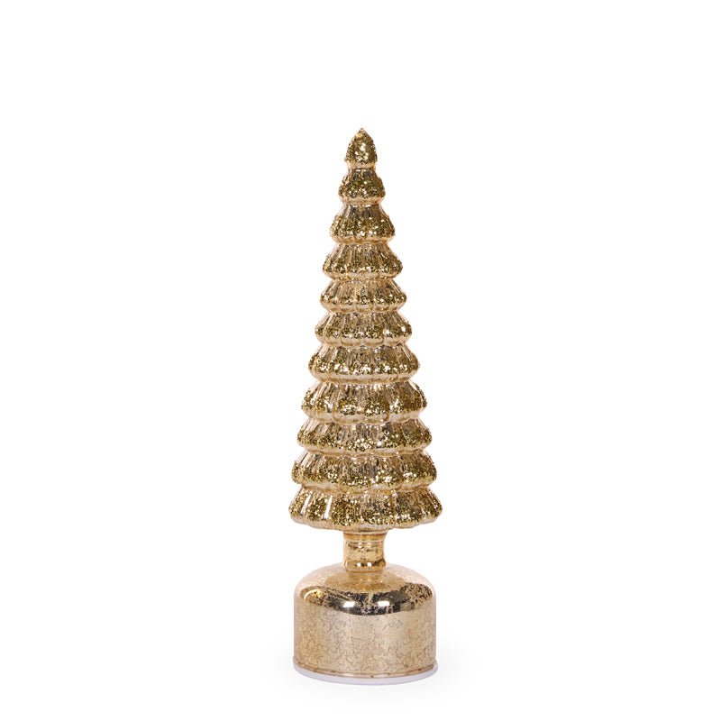 Gold Mercury Glass Rotating LED Tree - 33cm - My Christmas