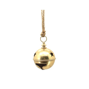 Gold Metal Bell with Star Cut Outs - My Christmas