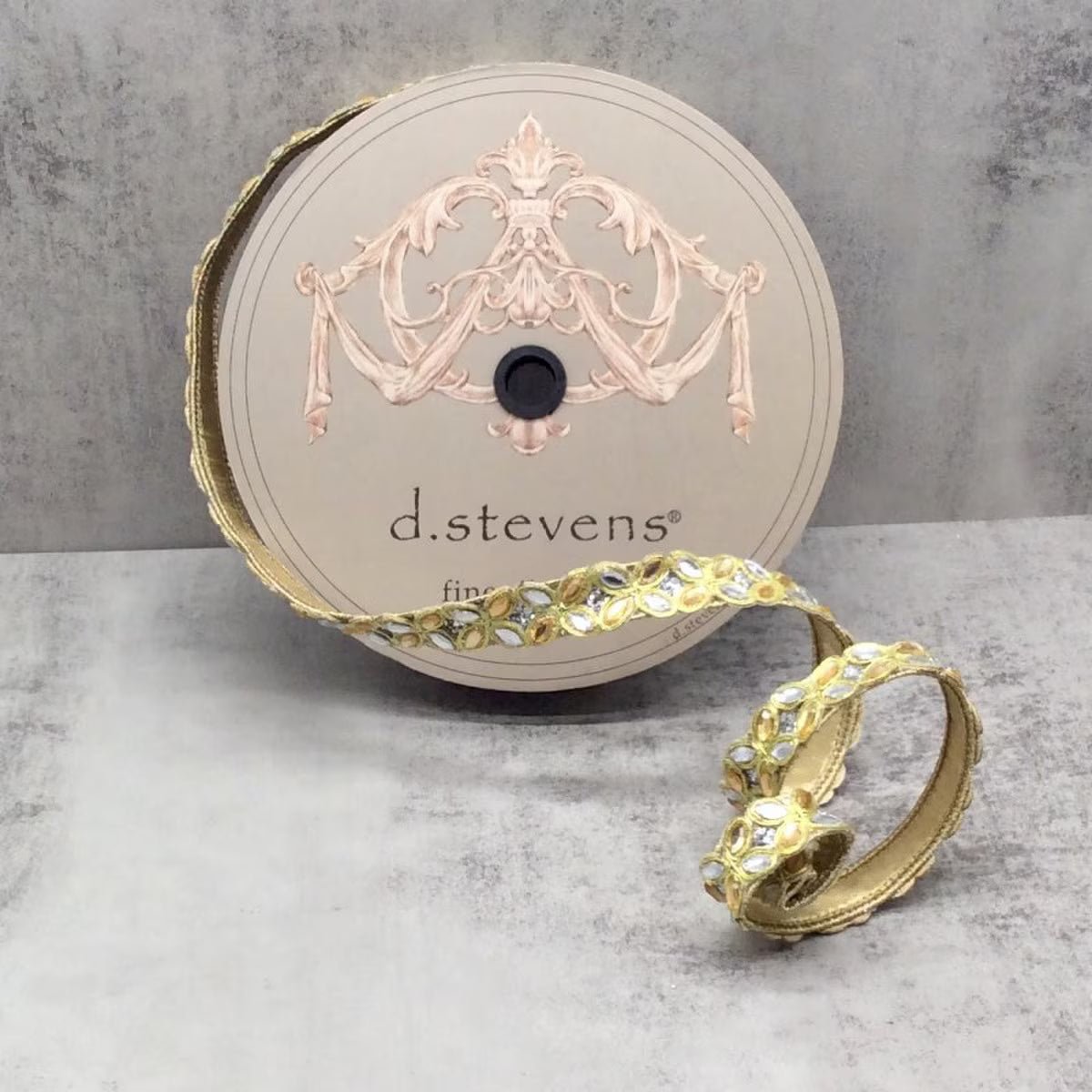 Gold Metallic Dupion with Gold and Clear Jewels Ribbon - My Christmas