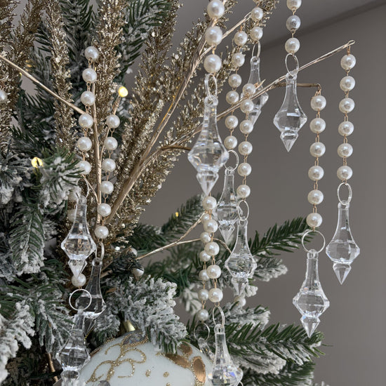Gold Pearl Weeping Acrylic Drop Ornament Spray - My Christmas