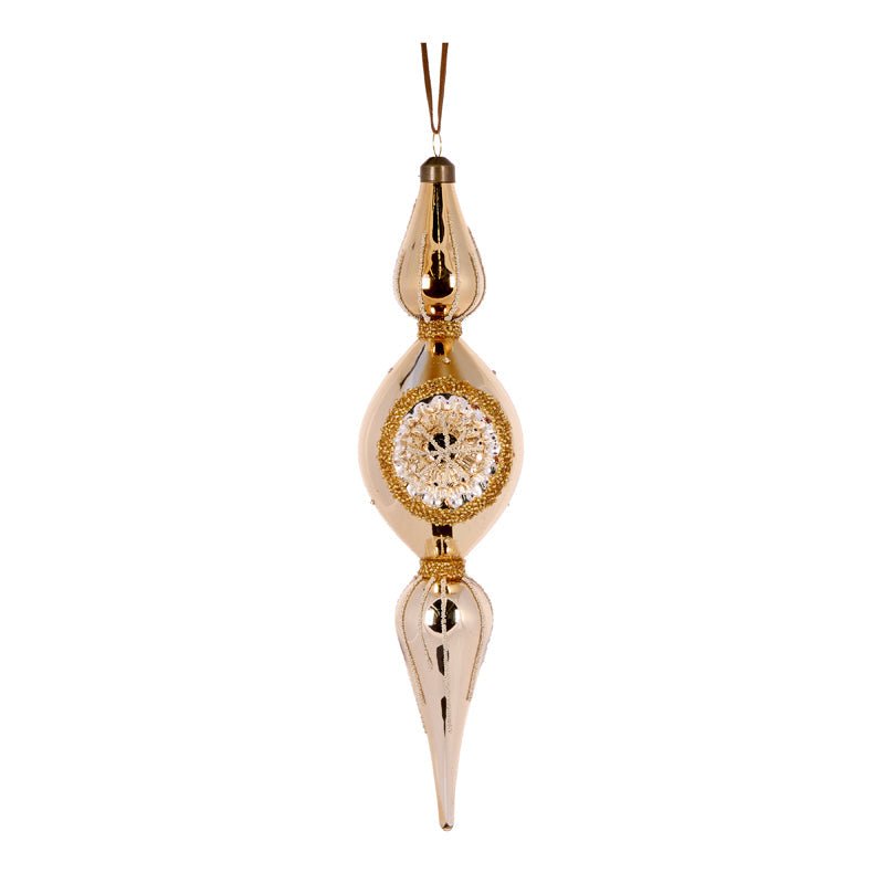 Gold Reflector Drop Finial - My Christmas