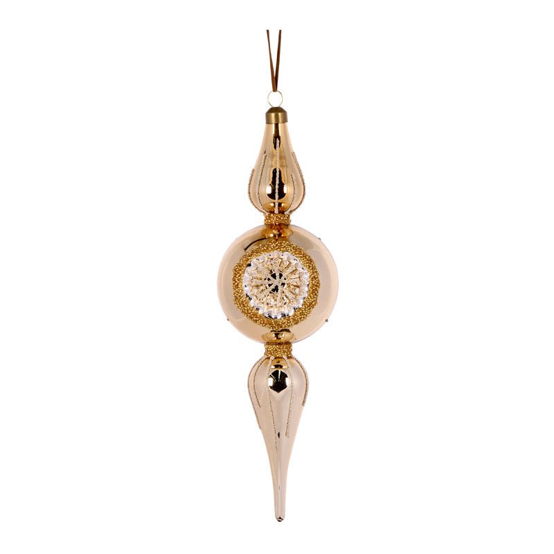 Gold Round Reflector Finial - My Christmas