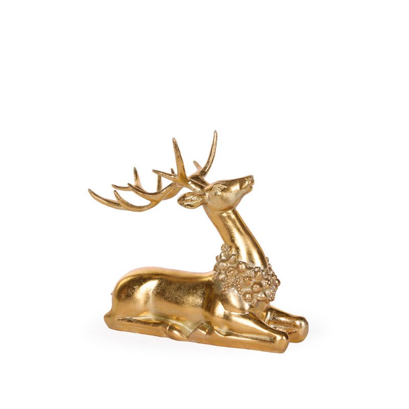 Gold Sitting Harvest Reindeer - My Christmas