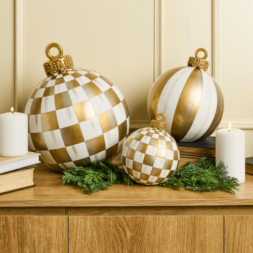 Gold Stripe Medium Tabletop Ornament - My Christmas