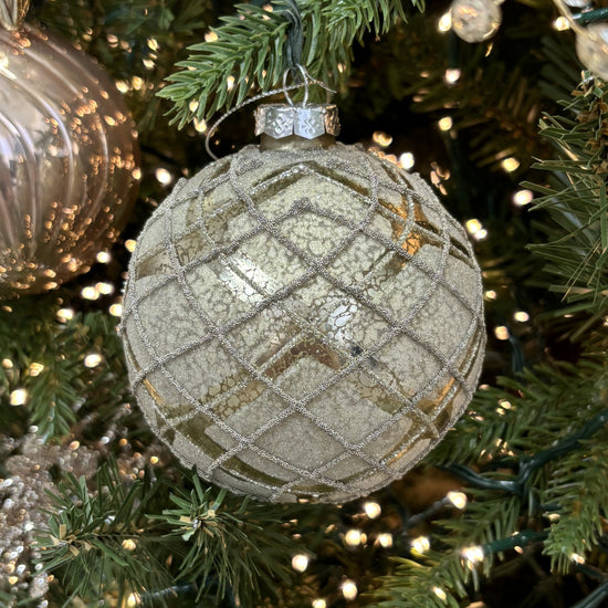 Gold Tartan Glass Bauble - My Christmas