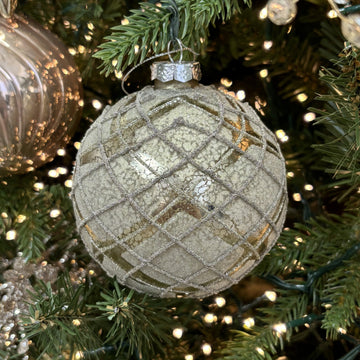 Gold Tartan Glass Bauble - My Christmas
