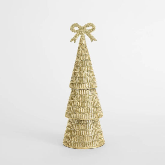 Gold Tiffany Bugle Bead Tiered Cone Tree - Large - My Christmas