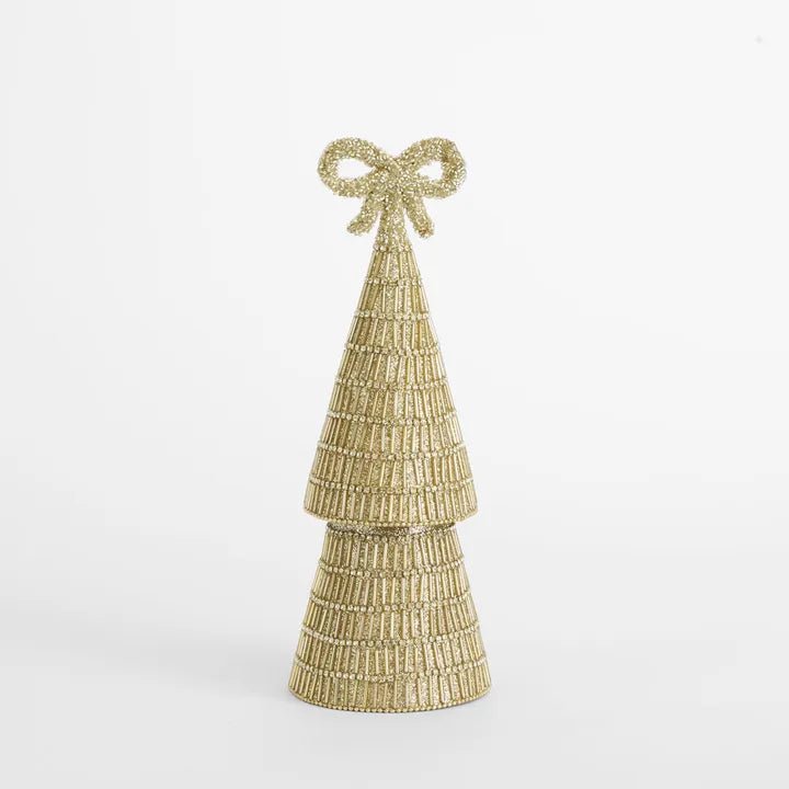 Gold Tiffany Bugle Bead Tiered Cone Tree - Small - My Christmas
