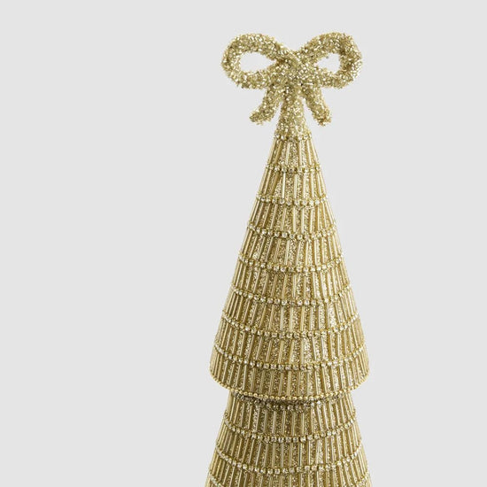 Gold Tiffany Bugle Bead Tiered Cone Tree - Small - My Christmas