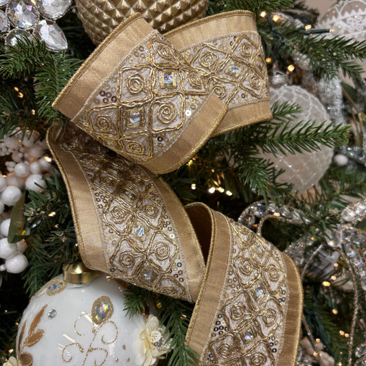 Gold with Iridescent Metallic Dupion Ribbon - My Christmas