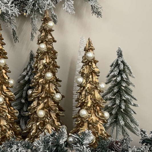 Gold with Pearls Ruffle Tree - Medium - My Christmas