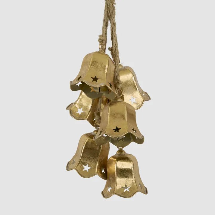 Golden Bloom Hanging Bell Cluster - My Christmas