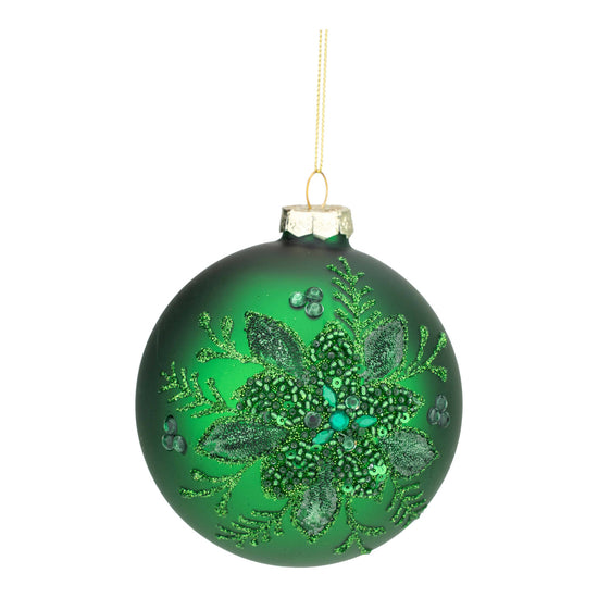 Green Beaded Ball Ornament - My Christmas