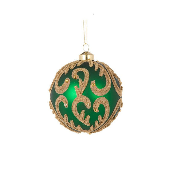 Green Beaded Swirl Bauble - My Christmas