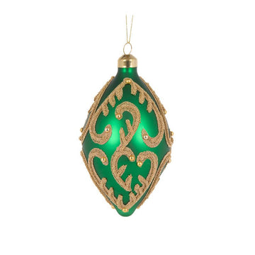 Green Beaded Swirl Drop Bauble - My Christmas