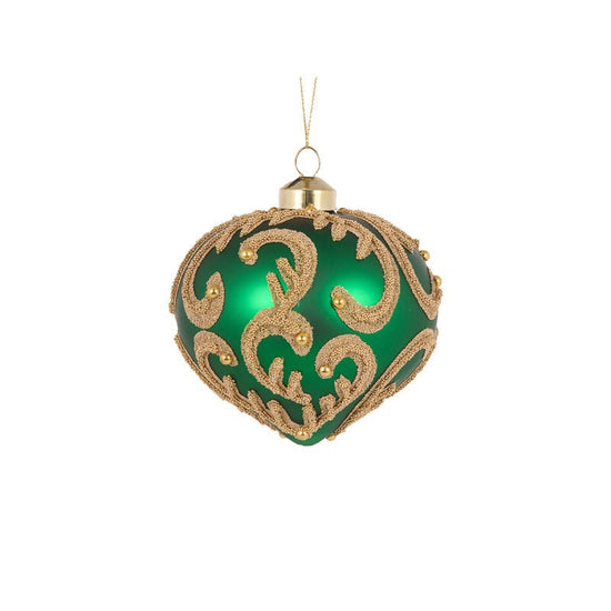 Green Beaded Swirl Onion Bauble - My Christmas