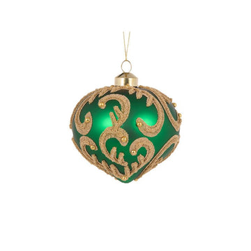 Green Beaded Swirl Onion Bauble - My Christmas