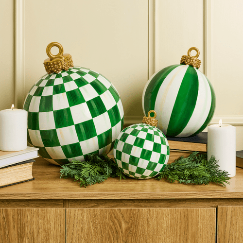 Green Check Large Tabletop Ornament - My Christmas