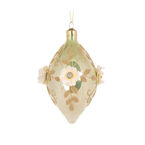 Green Embellished Garden Drop Bauble - My Christmas