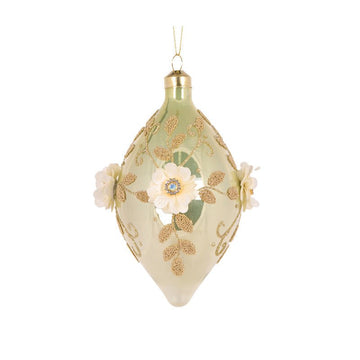 Green Embellished Garden Drop Bauble - My Christmas