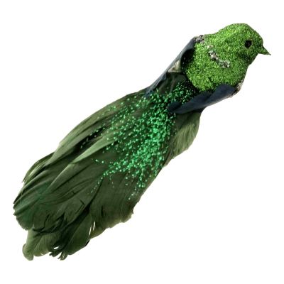 Green Faux Feather Bird - My Christmas