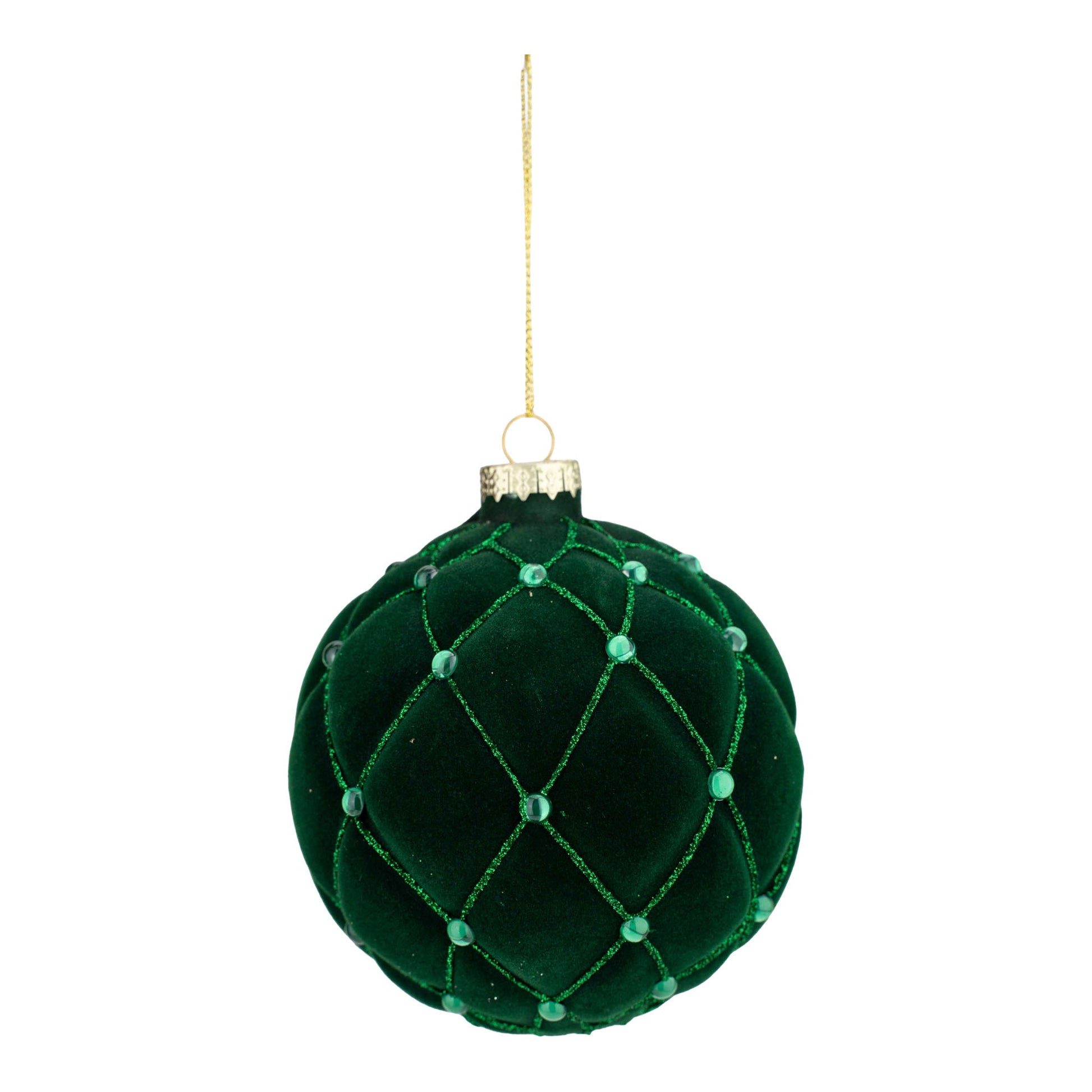 Green Flocked Ball Ornament - My Christmas