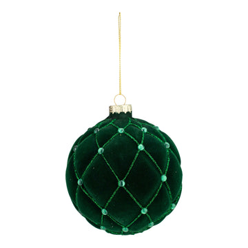 Green Flocked Ball Ornament - My Christmas