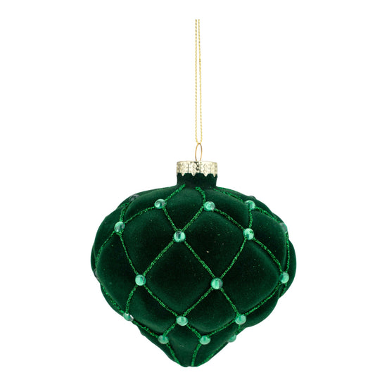 Green Flocked Drop Ornament - My Christmas