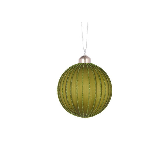 Green Frosted Rib Bauble - My Christmas