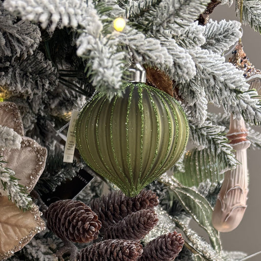 Green Frosted Rib Onion Bauble - My Christmas