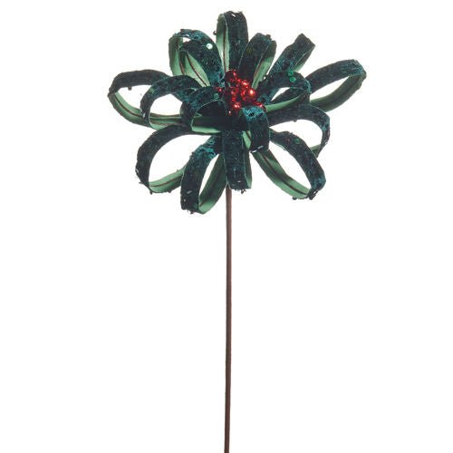 Green Glitter Bow Pick - My Christmas